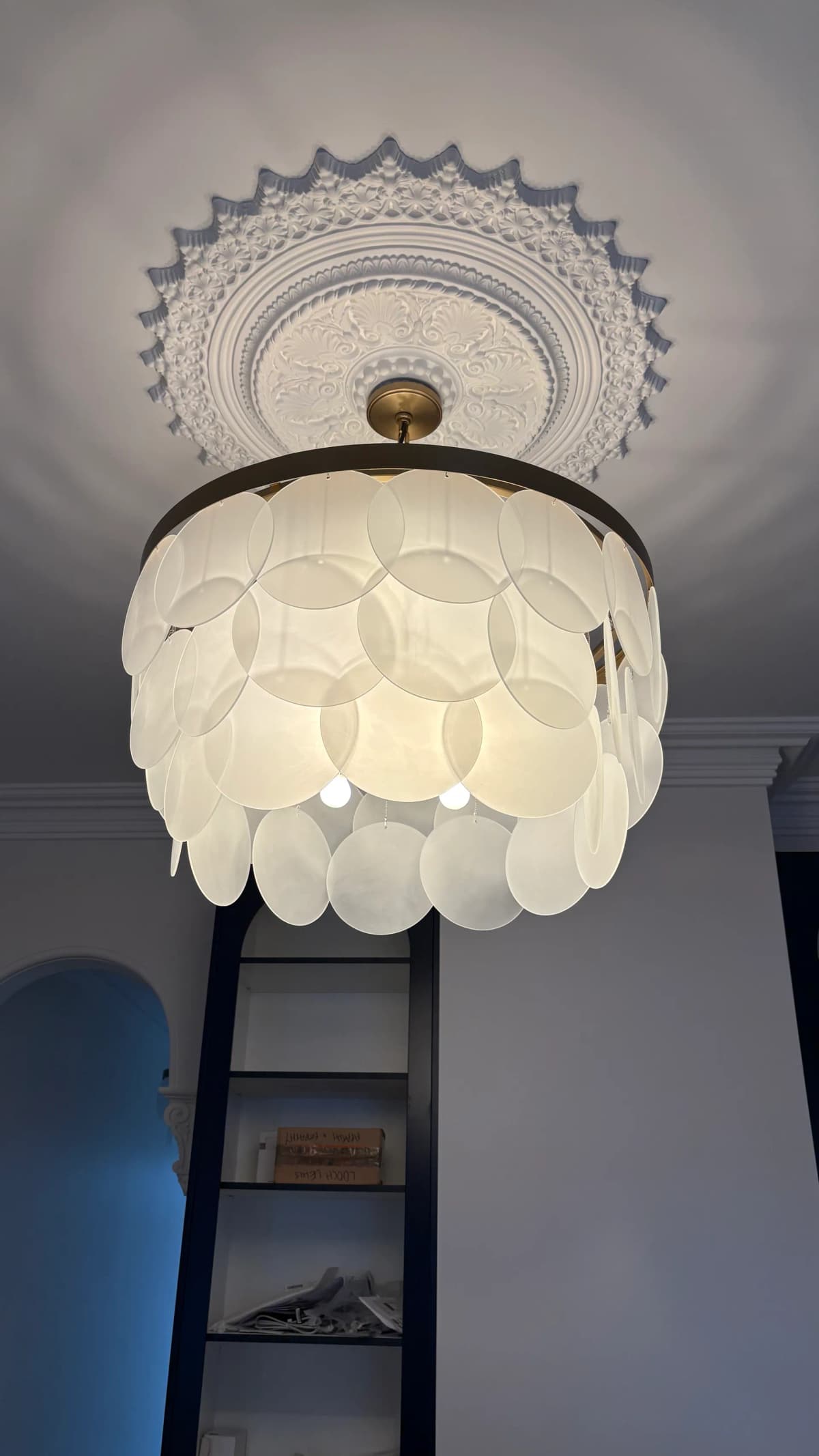 Decorative pendant light in living room