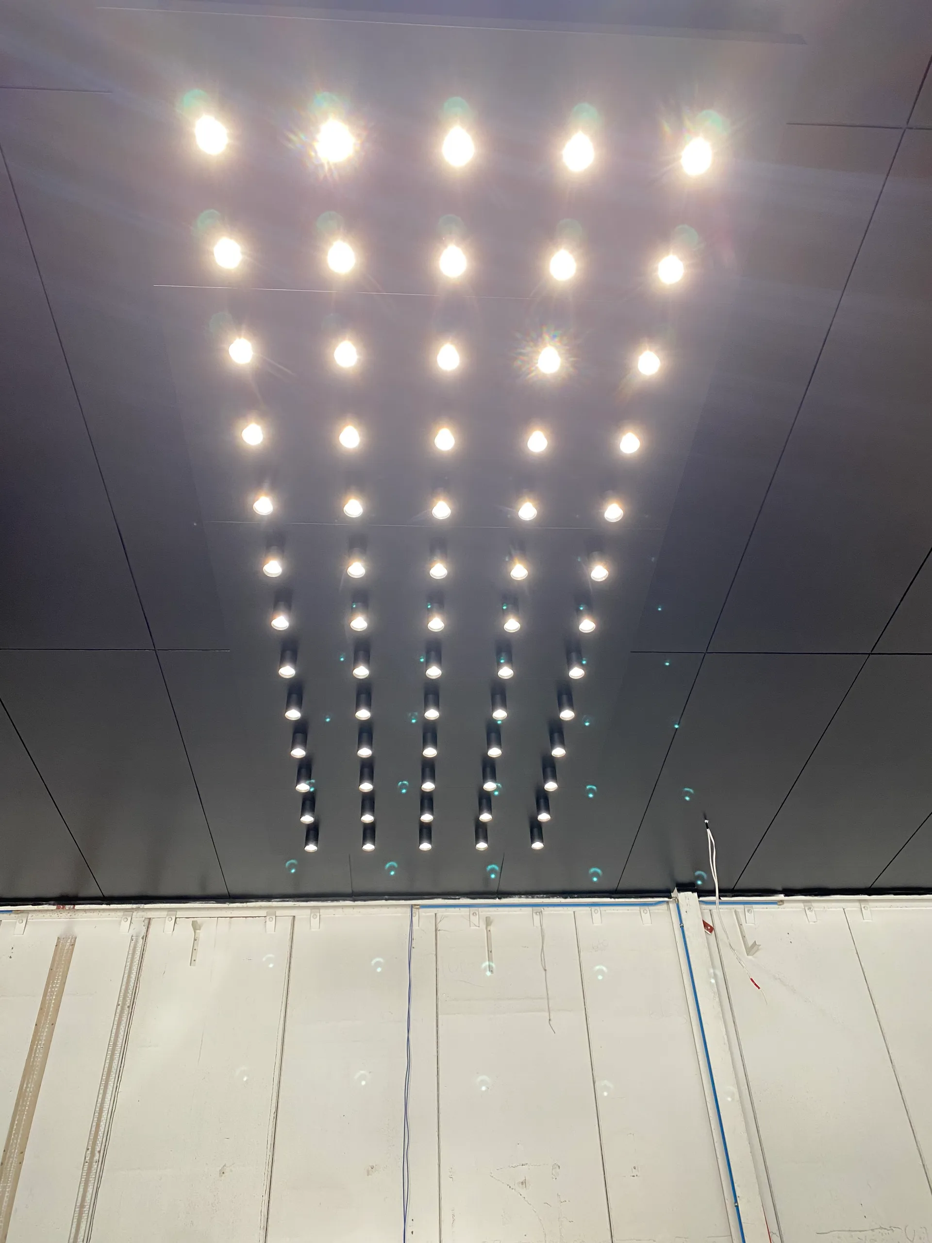 Installed ceiling lighting grid