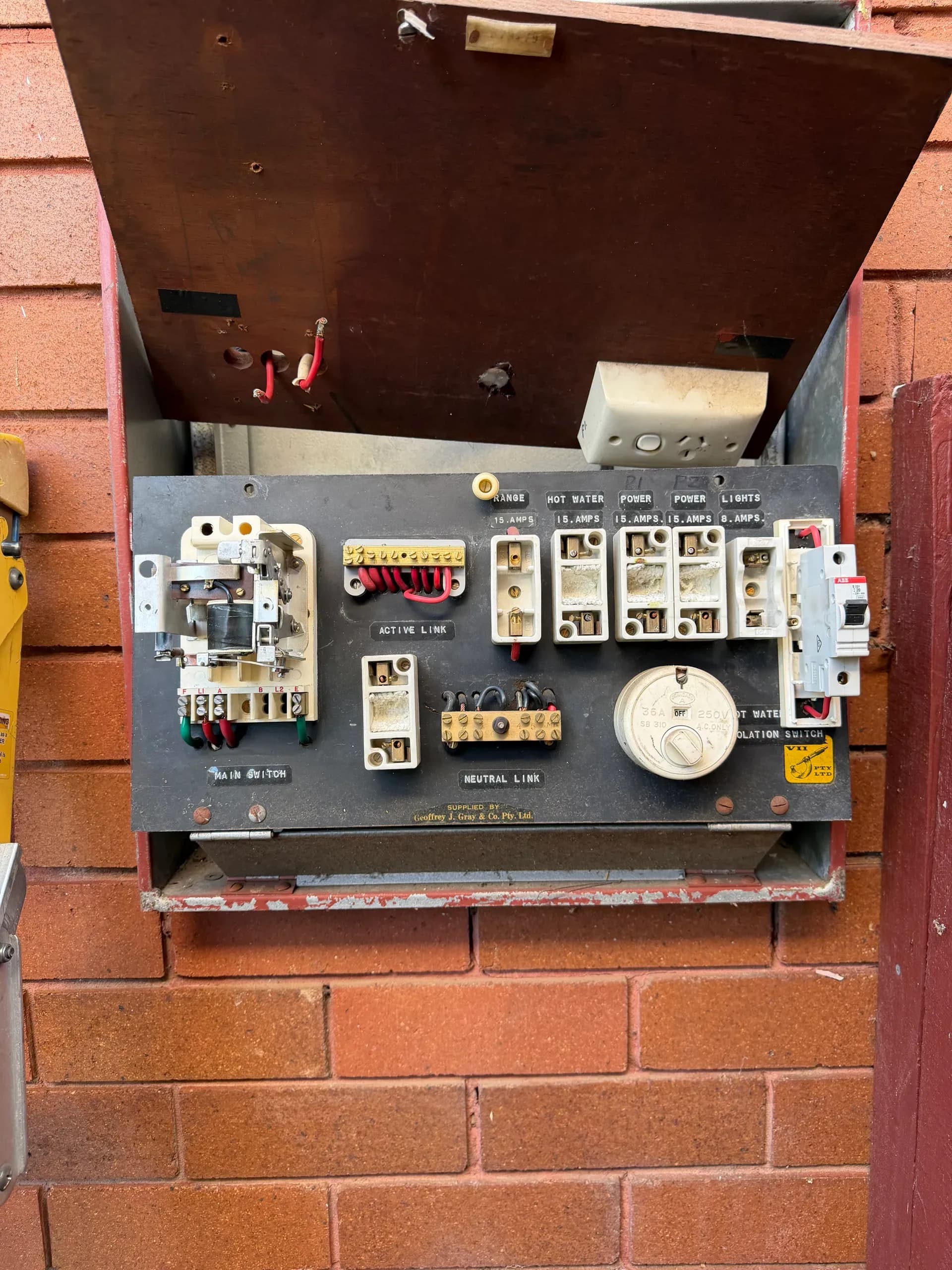 Old exposed fuse box