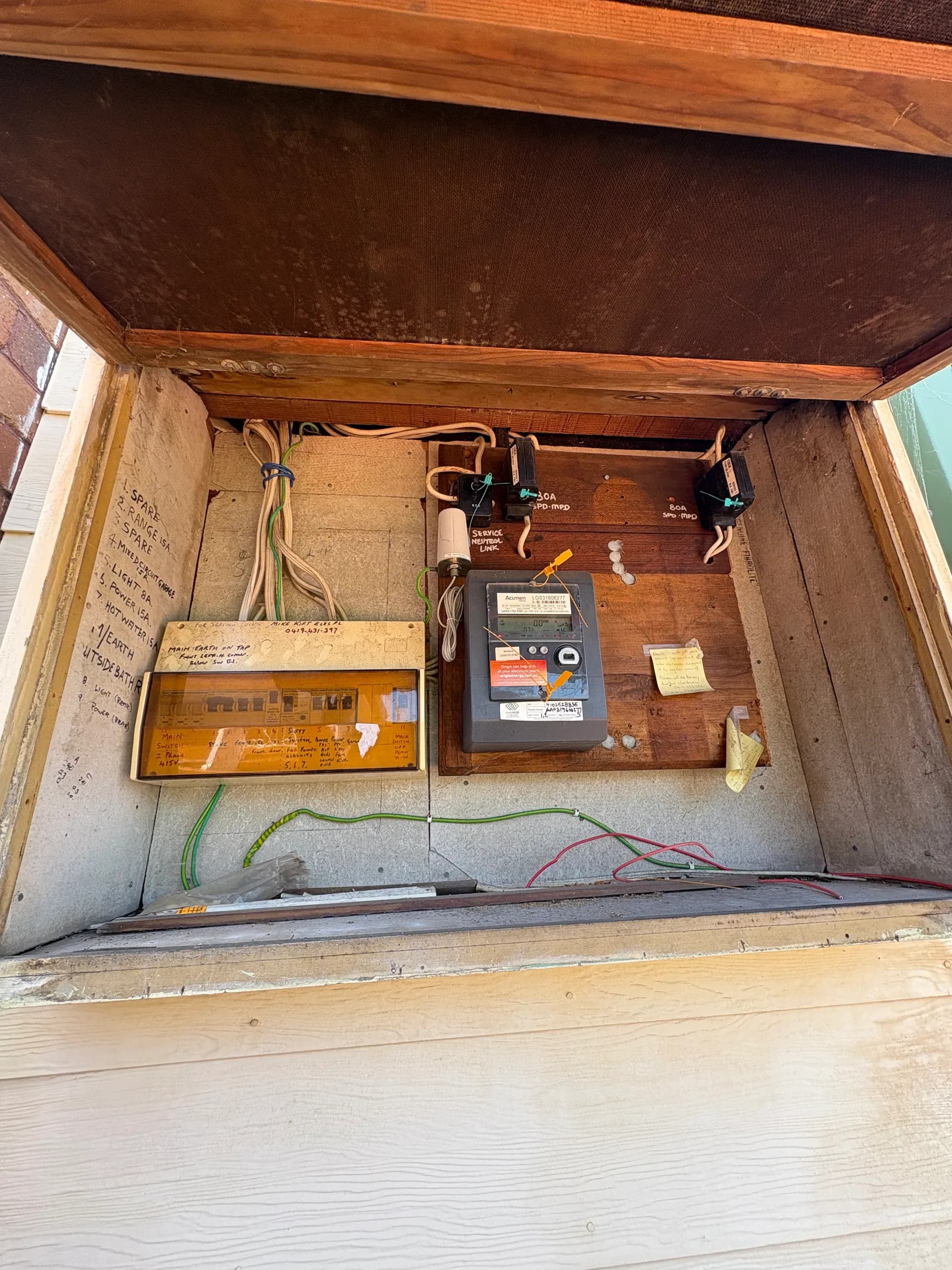 Old meter box open